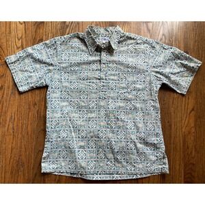 Vintage Reyn Spooner Hawaiian Shirt Mens Size XL 1/2 Button Geometric USA Made